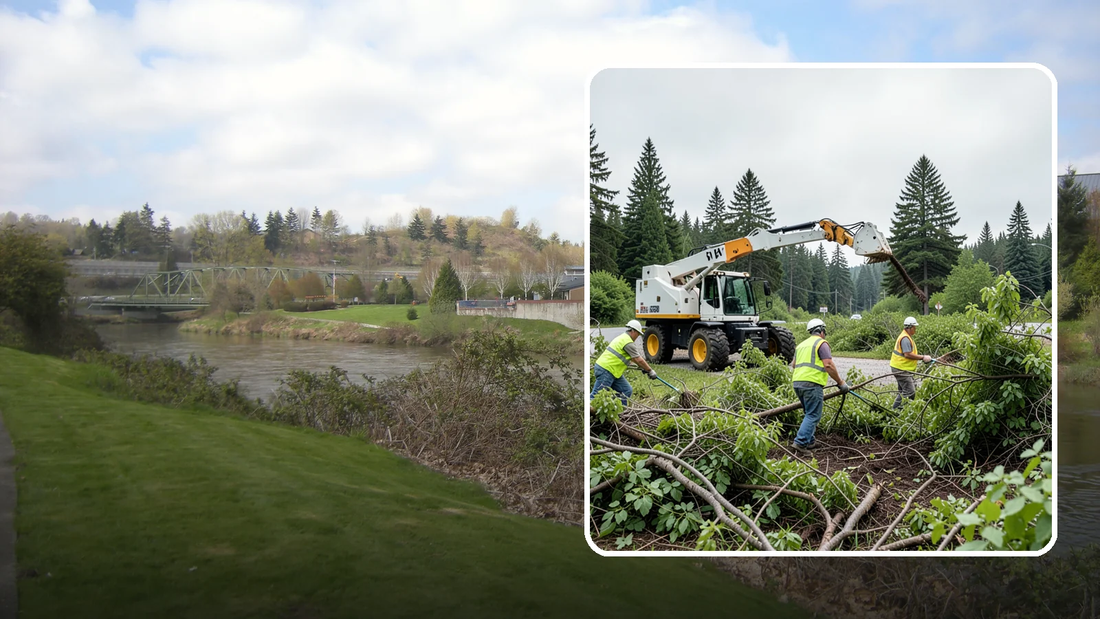 Brush Mowing in Tukwila, King County, WA - Heavy-duty flail and brush mowing to reduce woody vegetation and overgrowth on public parcels and easements.