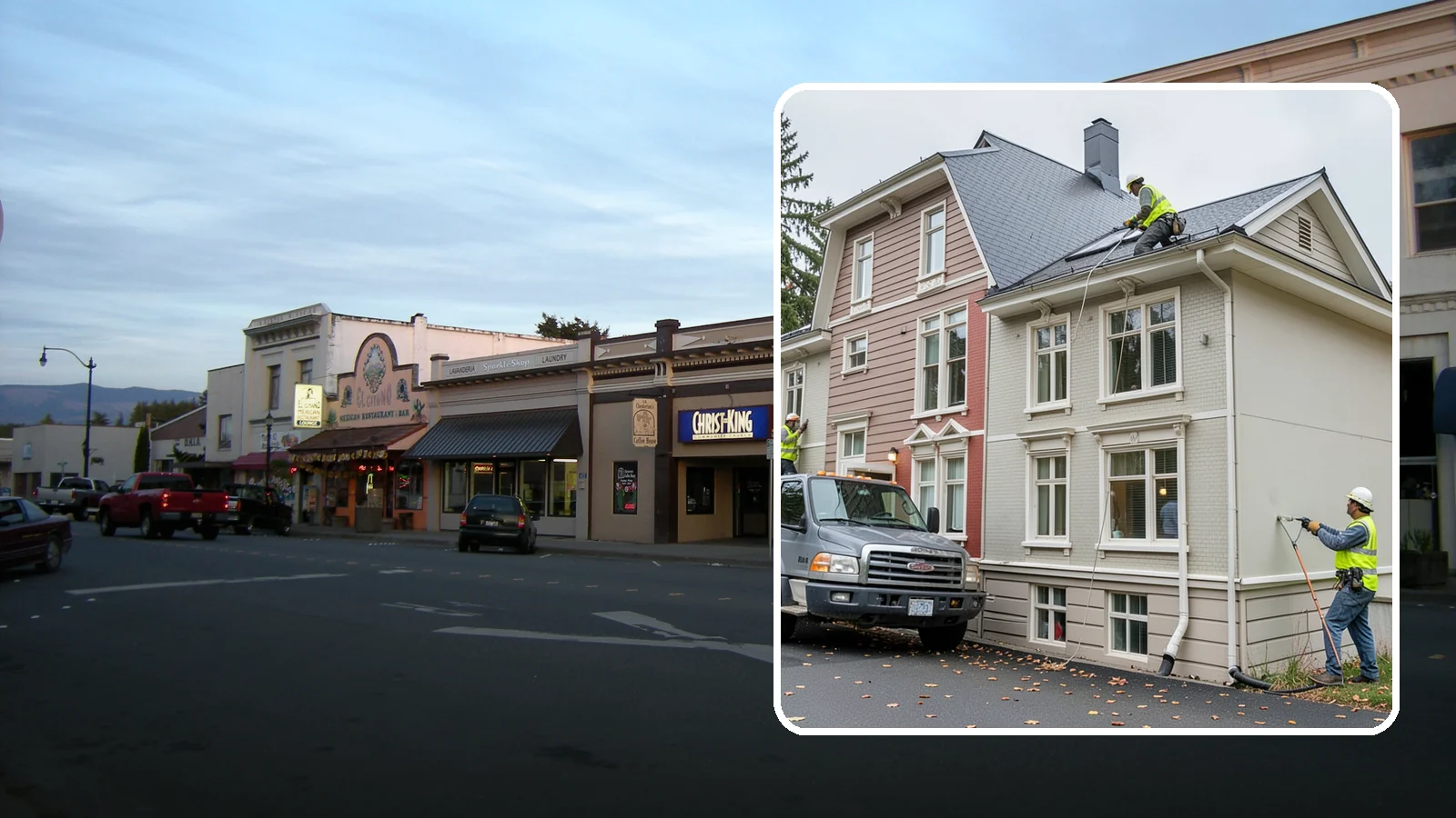 Building Gutter Cleaning in Burlington, Skagit County, WA - Clearing of building gutters and downspouts to prevent water damage at public facilities.