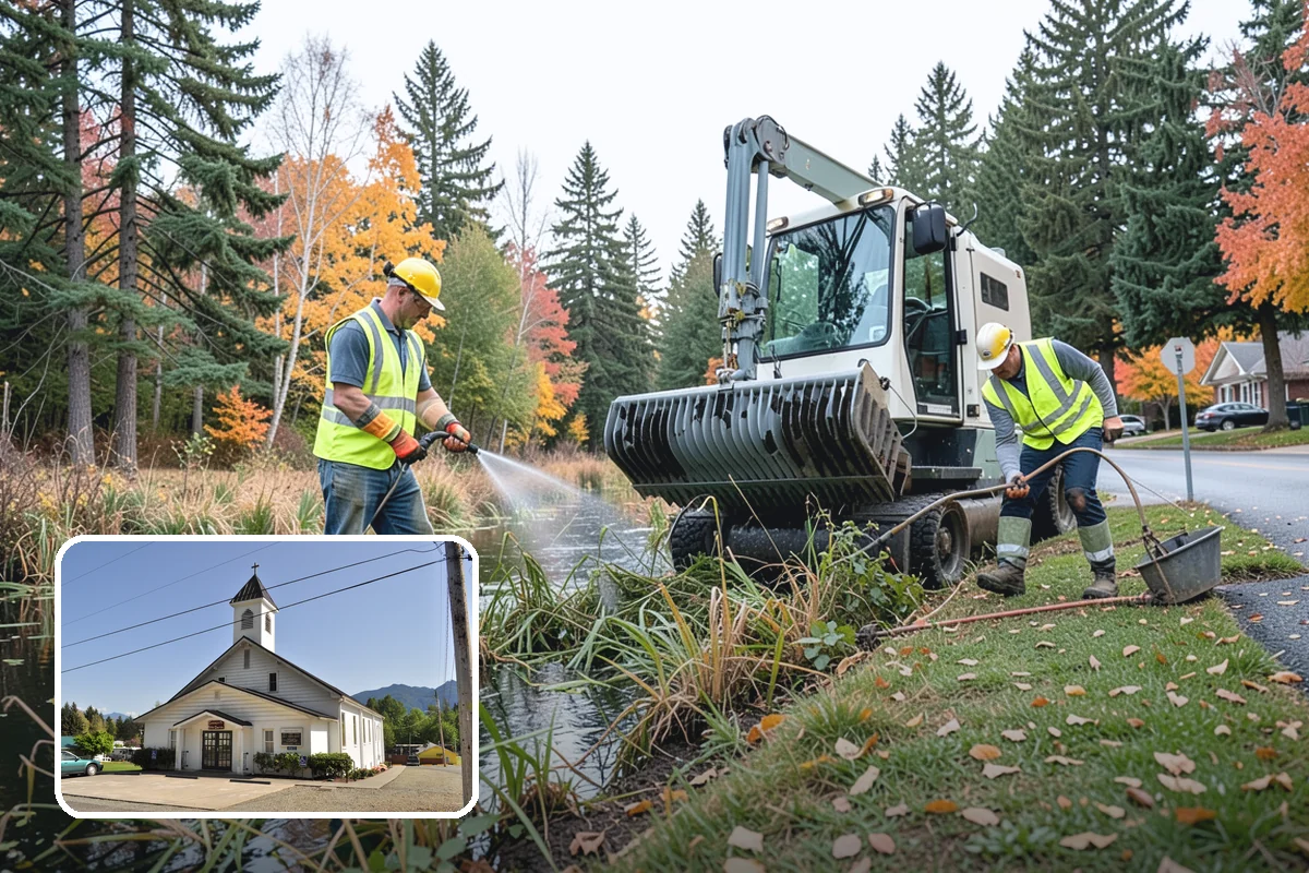 Building Gutter Cleaning in Concrete, Skagit County, WA - Prevents overflow and water intrusion during heavy rain
