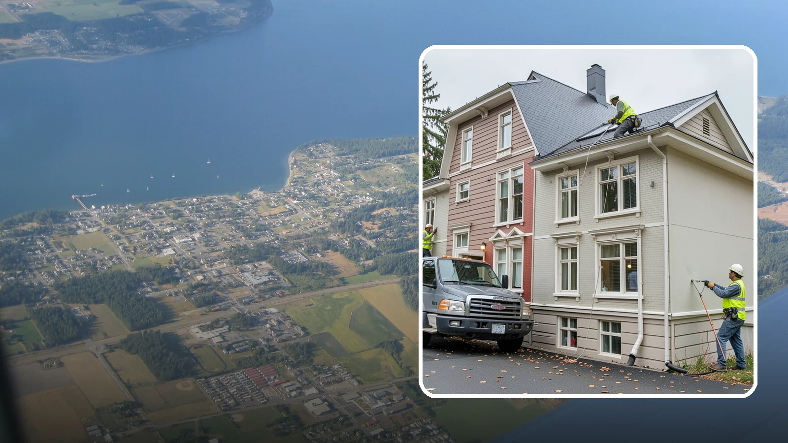 Building Gutter Cleaning in Coupeville, Island County, WA - Clearing of building gutters and downspouts to prevent water damage at public facilities.