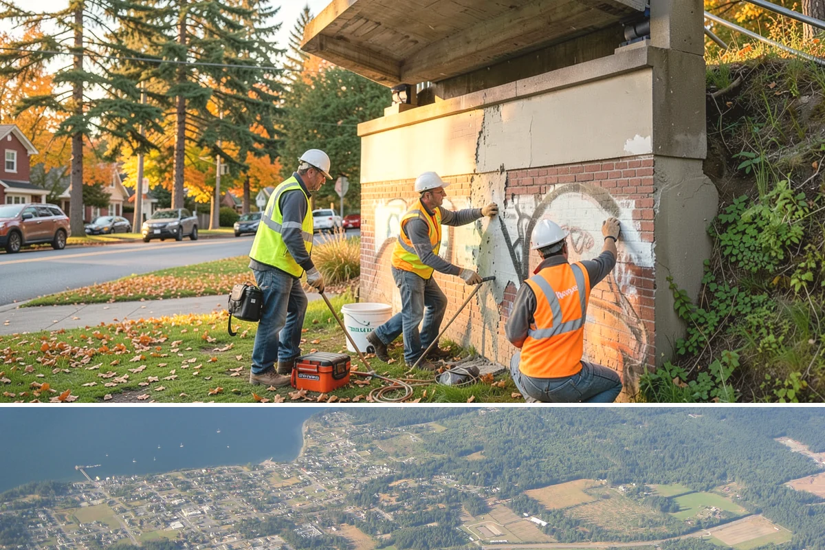 Building Gutter Cleaning in Coupeville, Island County, WA - Cleaning is critical in fall after leaf drop and again in early spring following winter storms.