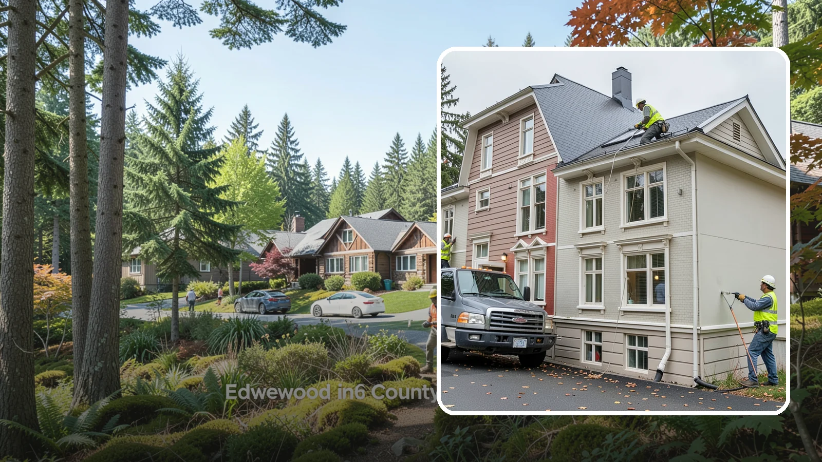 Building Gutter Cleaning in Edgewood, Pierce County, WA - Clearing of building gutters and downspouts to prevent water damage at public facilities.