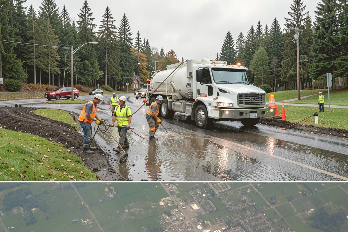 Building Gutter Cleaning in Enumclaw, King County, WA - Cleaning is critical in fall after leaf drop and again in early spring following winter storms.