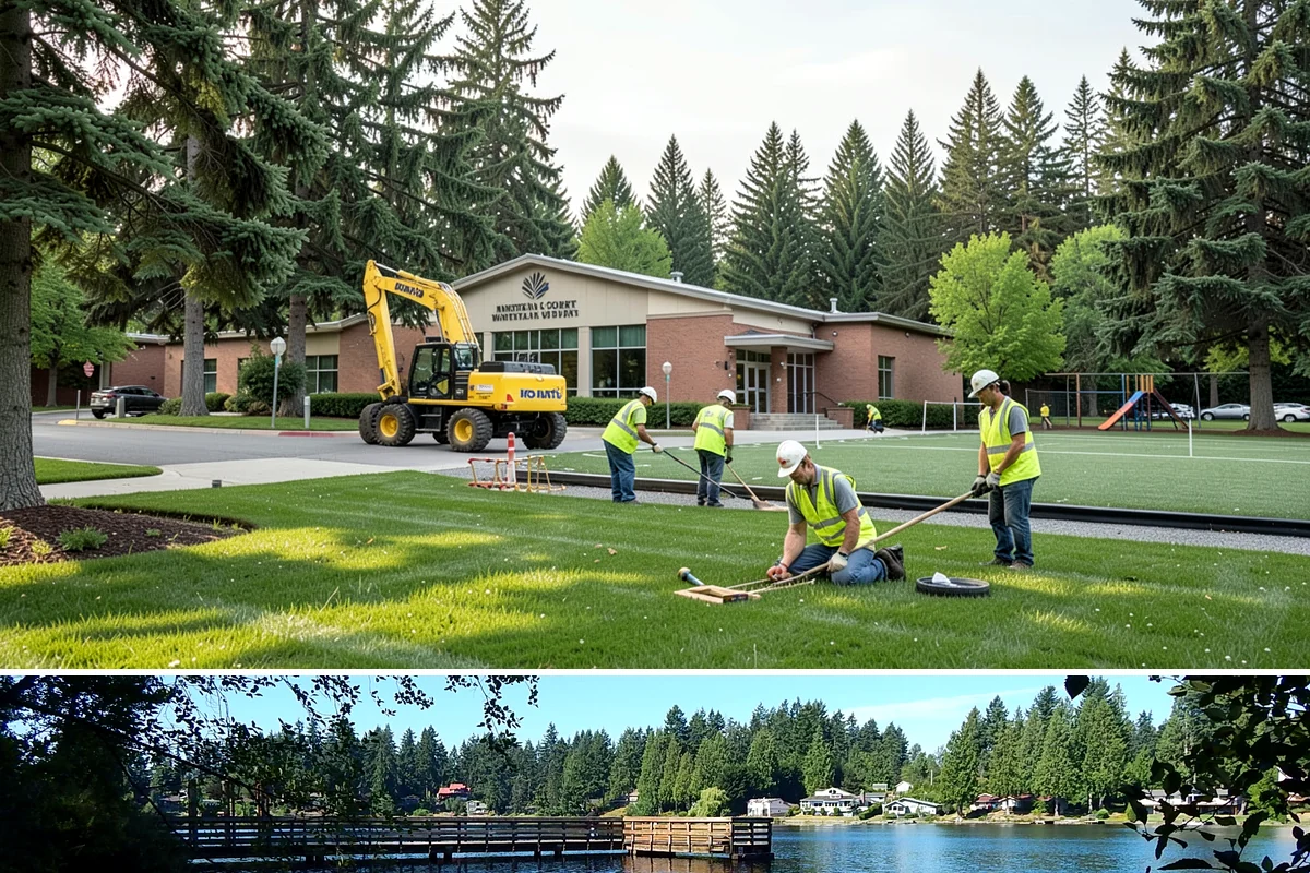 Building Gutter Cleaning in Federal Way, King County, WA - Cleaning is critical in fall after leaf drop and again in early spring following winter storms.