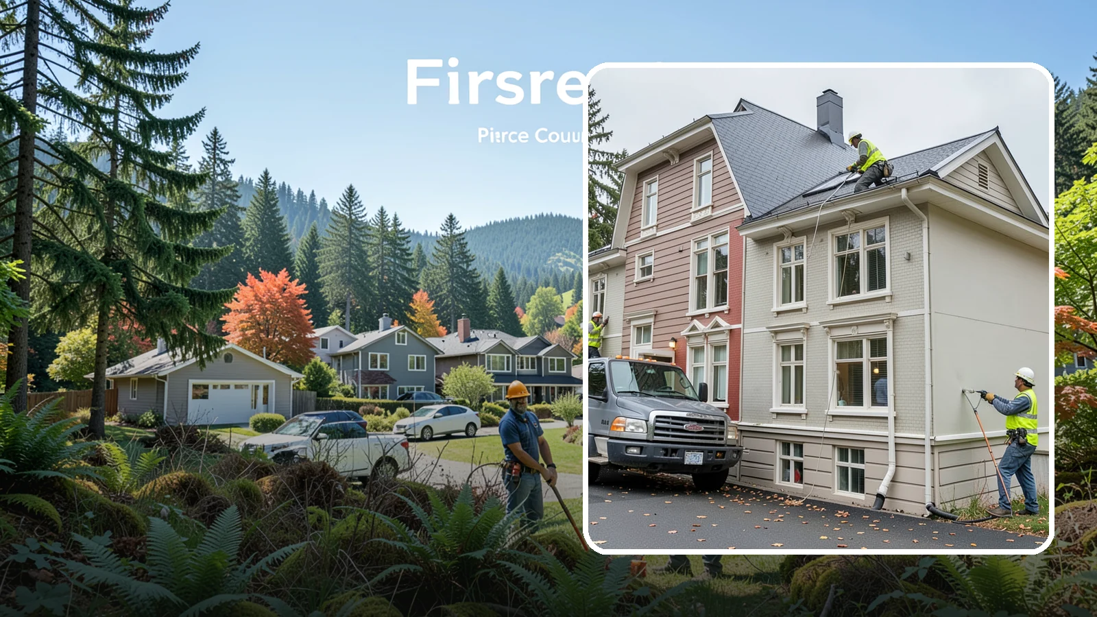 Building Gutter Cleaning in Fircrest, Pierce County, WA - Clearing of building gutters and downspouts to prevent water damage at public facilities.