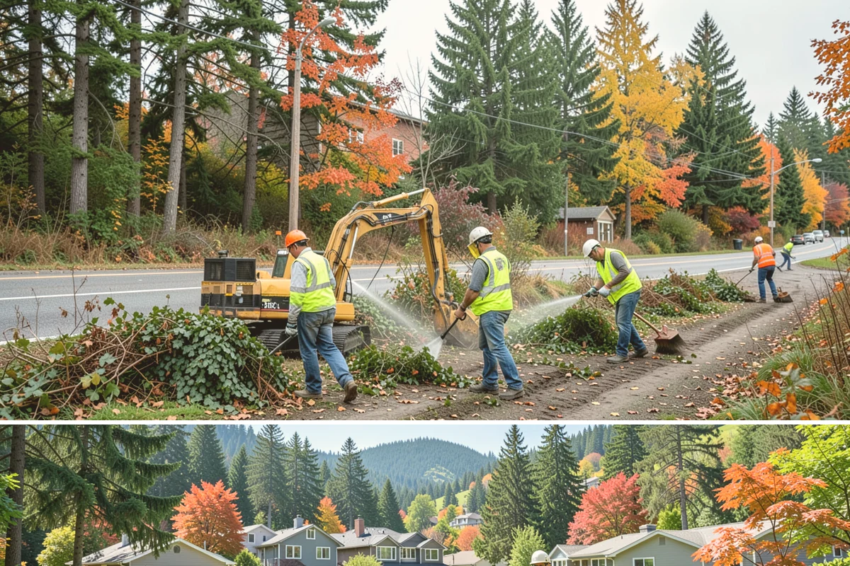 Building Gutter Cleaning in Fircrest, Pierce County, WA - Cleaning is critical in fall after leaf drop and again in early spring following winter storms.