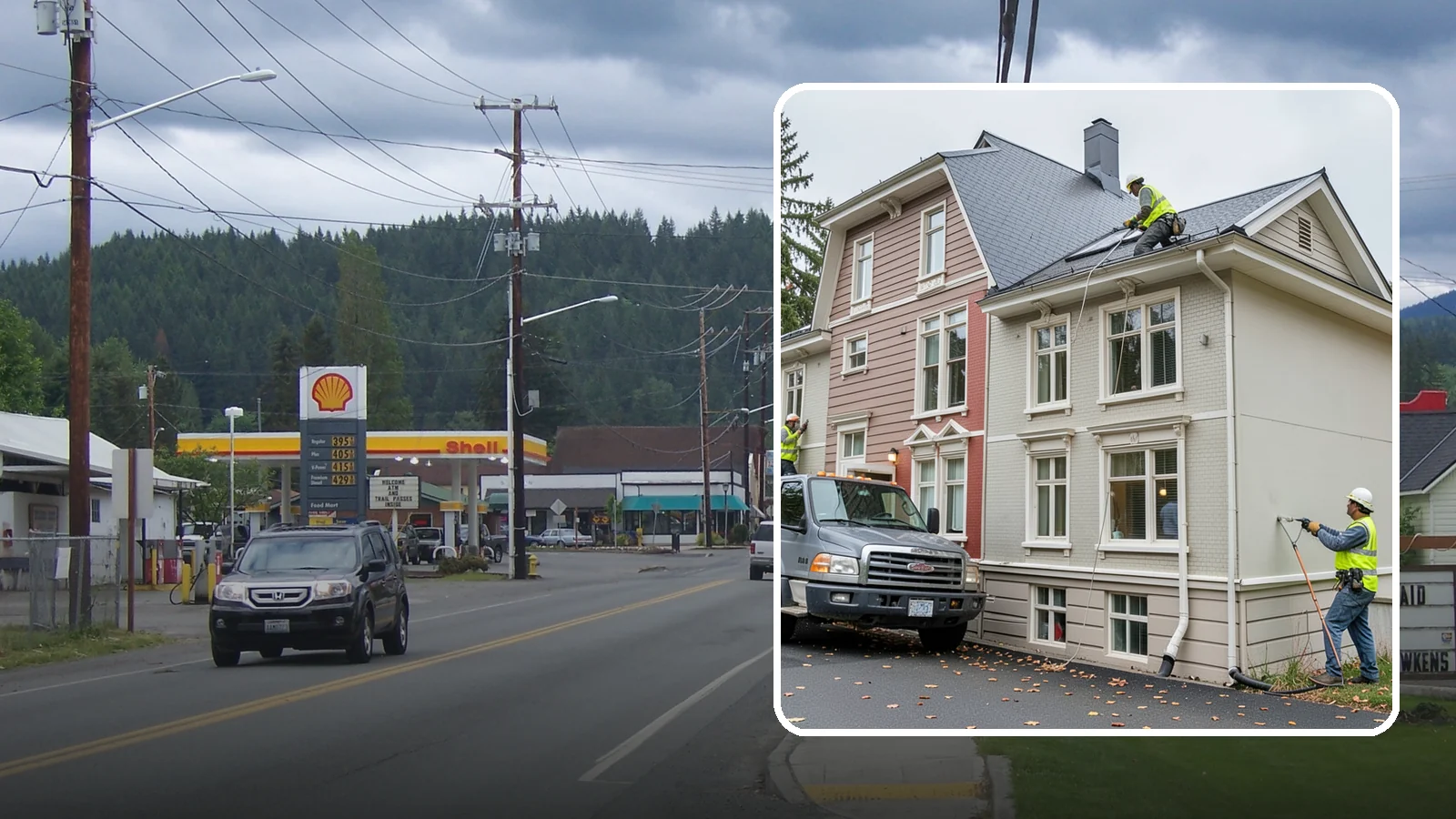 Building Gutter Cleaning in Granite Falls, Snohomish County, WA - Clearing of building gutters and downspouts to prevent water damage at public facilities.