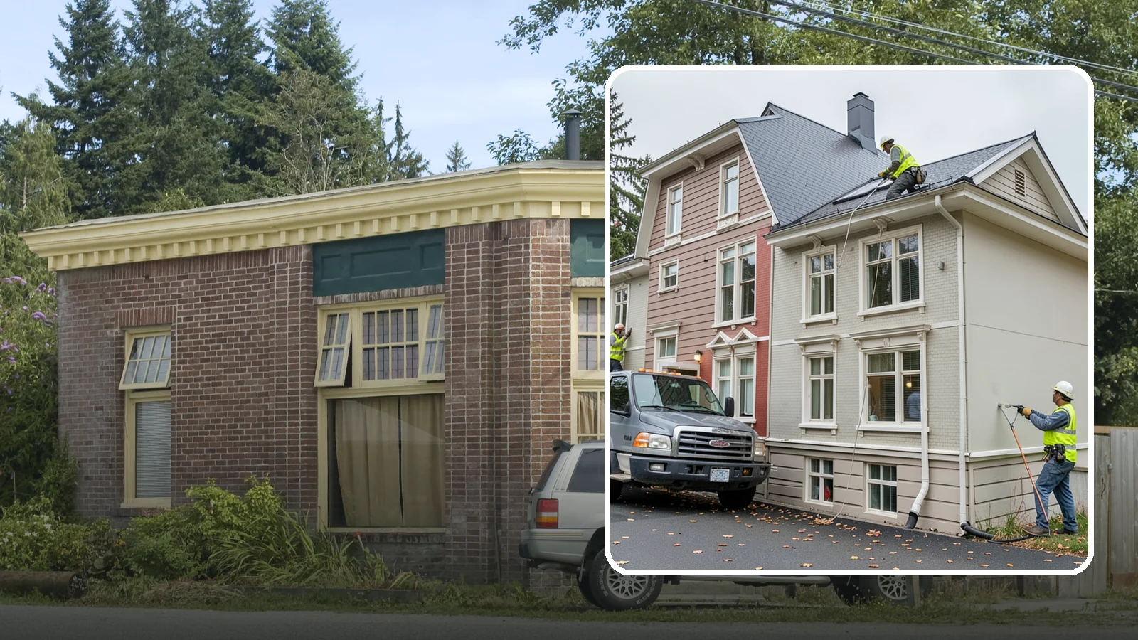 Building Gutter Cleaning in Hamilton, Skagit County, WA - Clearing of building gutters and downspouts to prevent water damage at public facilities.