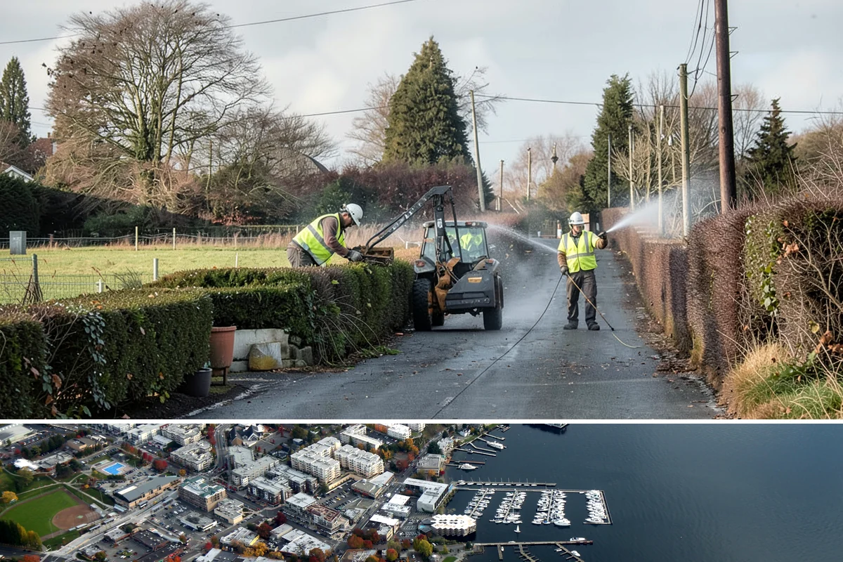 Building Gutter Cleaning in Kirkland, King County, WA - Cleaning is critical in fall after leaf drop and again in early spring following winter storms.