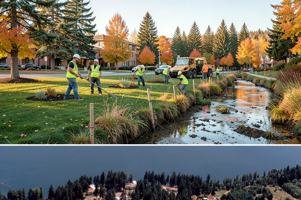Building Gutter Cleaning in Lakewood, Pierce County, WA - Cleaning is critical in fall after leaf drop and again in early spring following winter storms.