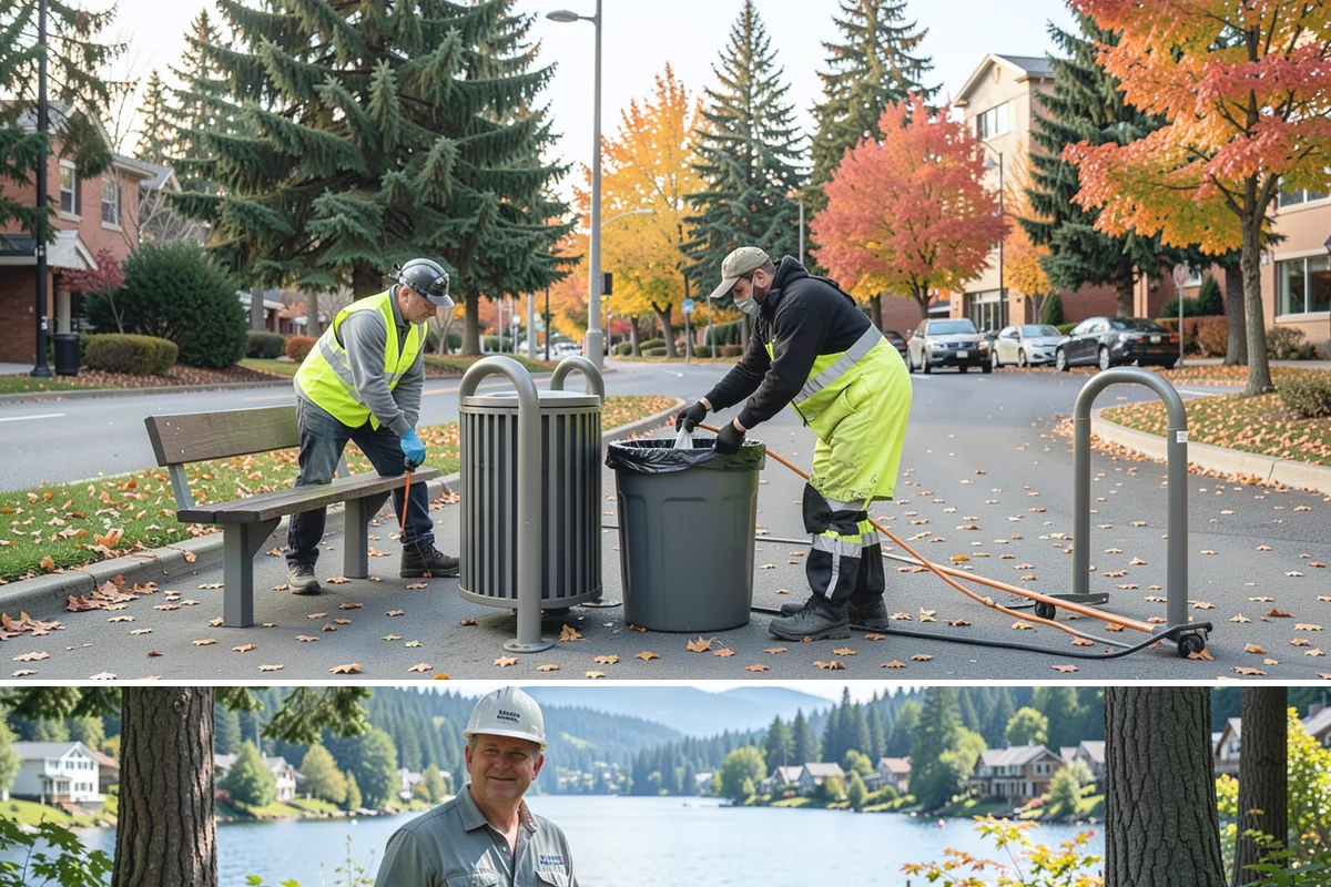Building Gutter Cleaning in Milton, King County, WA - Cleaning is critical in fall after leaf drop and again in early spring following winter storms.