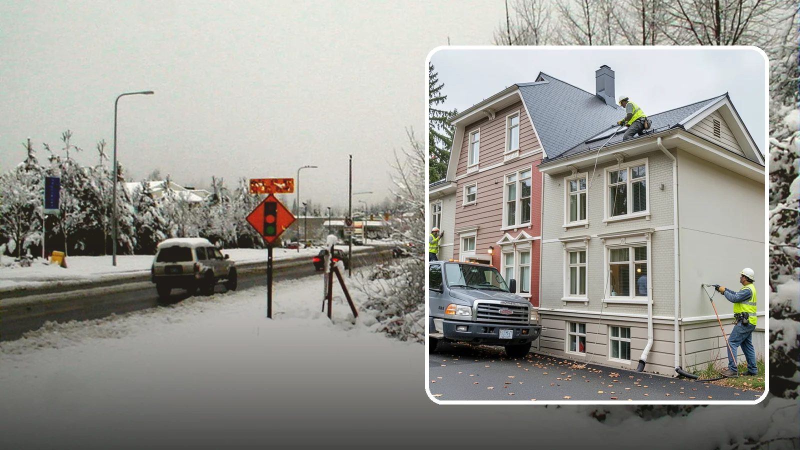 Building Gutter Cleaning in Newcastle, King County, WA - Clearing of building gutters and downspouts to prevent water damage at public facilities.