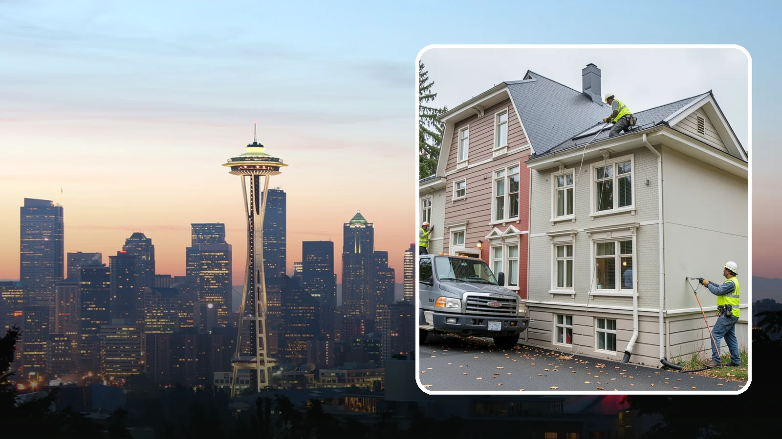 Building Gutter Cleaning in Seattle, King County, WA - Clearing of building gutters and downspouts to prevent water damage at public facilities.