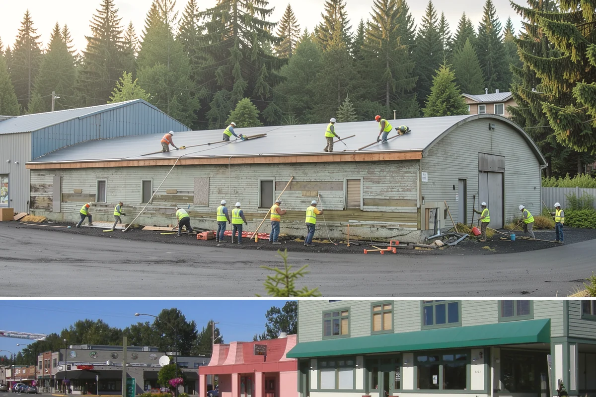 Building Gutter Cleaning in Snoqualmie, King County, WA - Cleaning is critical in fall after leaf drop and again in early spring following winter storms.