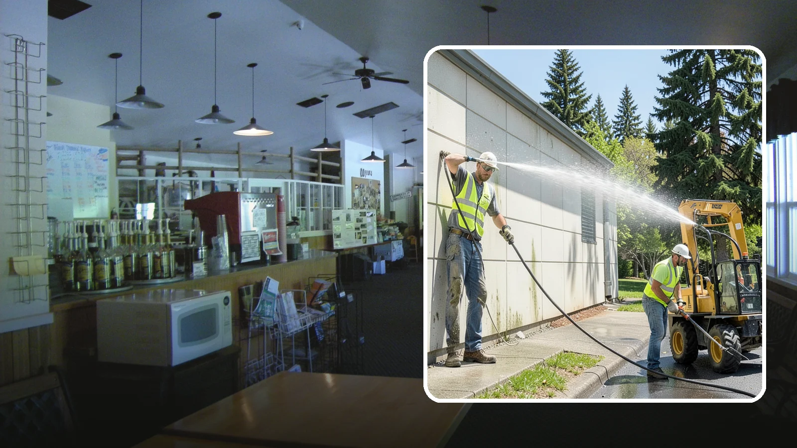 Building Washing in Black Diamond, King County, WA - Exterior washing that removes mildew, algae, and grime from public building facades.