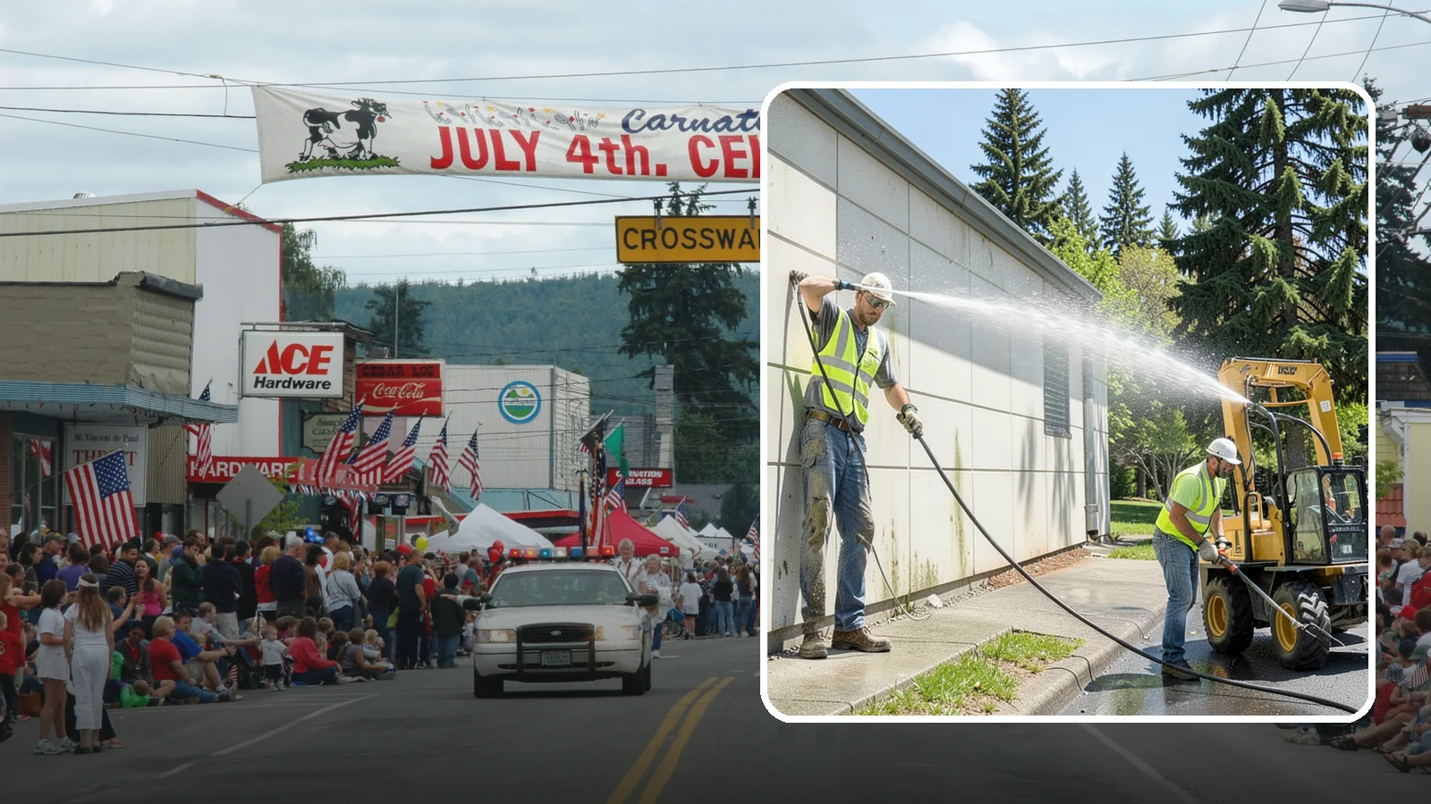 Building Washing in Carnation, King County, WA - Exterior washing that removes mildew, algae, and grime from public building facades.