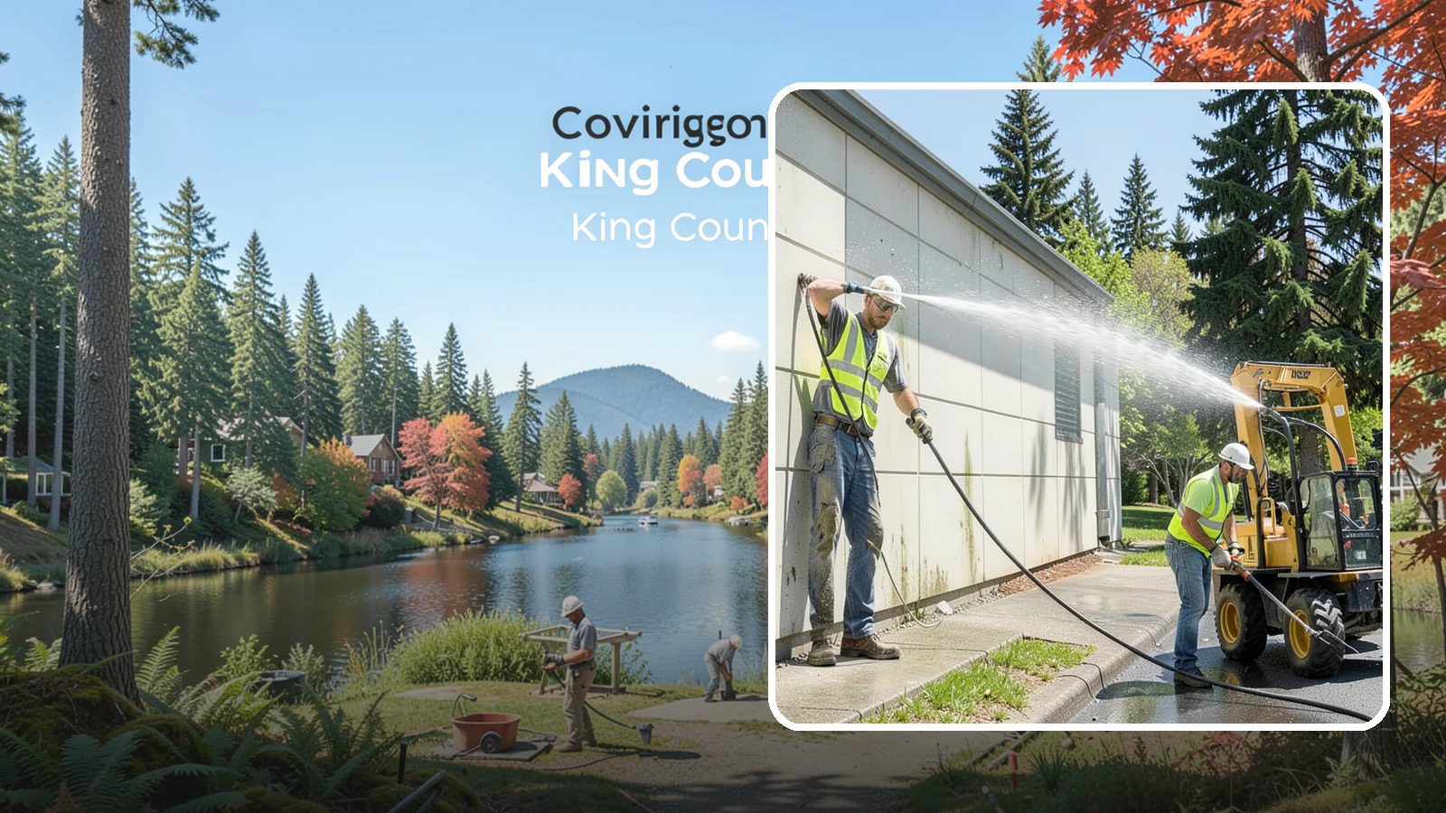 Building Washing in Covington, King County, WA - Exterior washing that removes mildew, algae, and grime from public building facades.