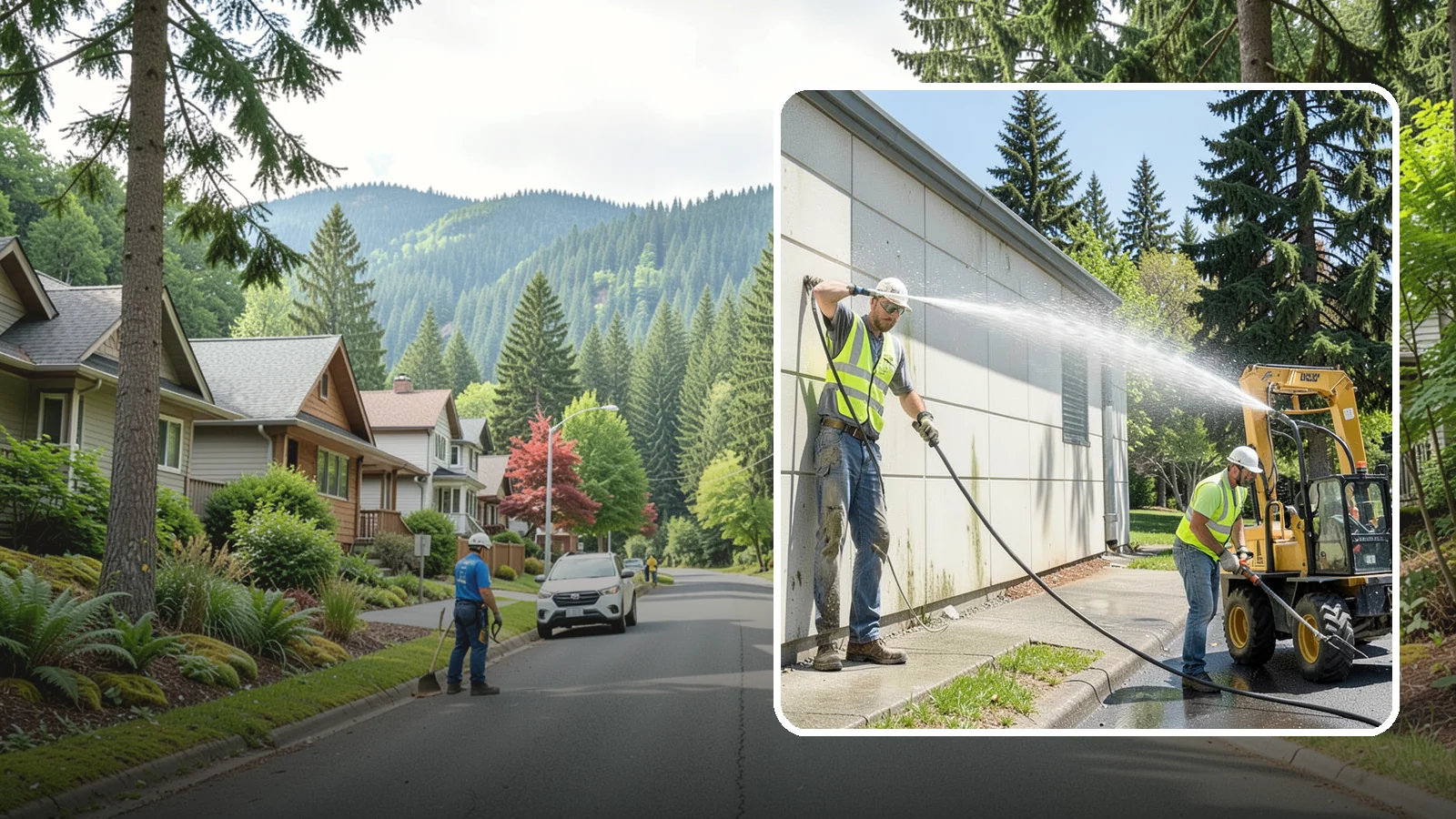 Building Washing in Darrington, Snohomish County, WA - Exterior washing that removes mildew, algae, and grime from public building facades.