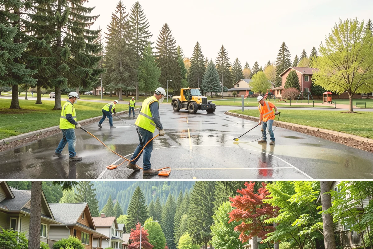 Building Washing in Darrington, Snohomish County, WA - Building washing is most effective in spring and summer when surfaces dry well and mildew growth peaks.