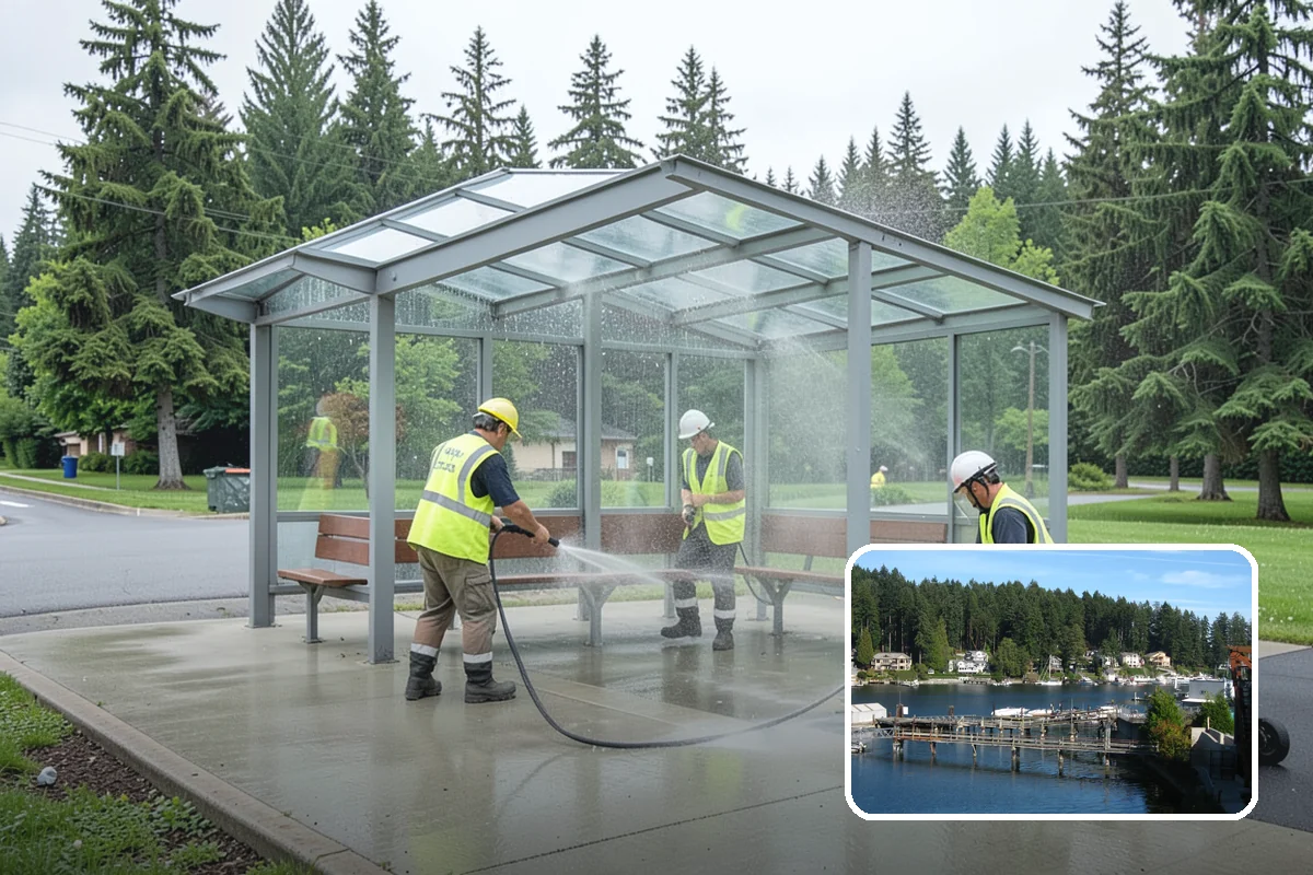 Building Washing in Gig Harbor, Pierce County, WA - Removes mildew, algae, and staining from facades