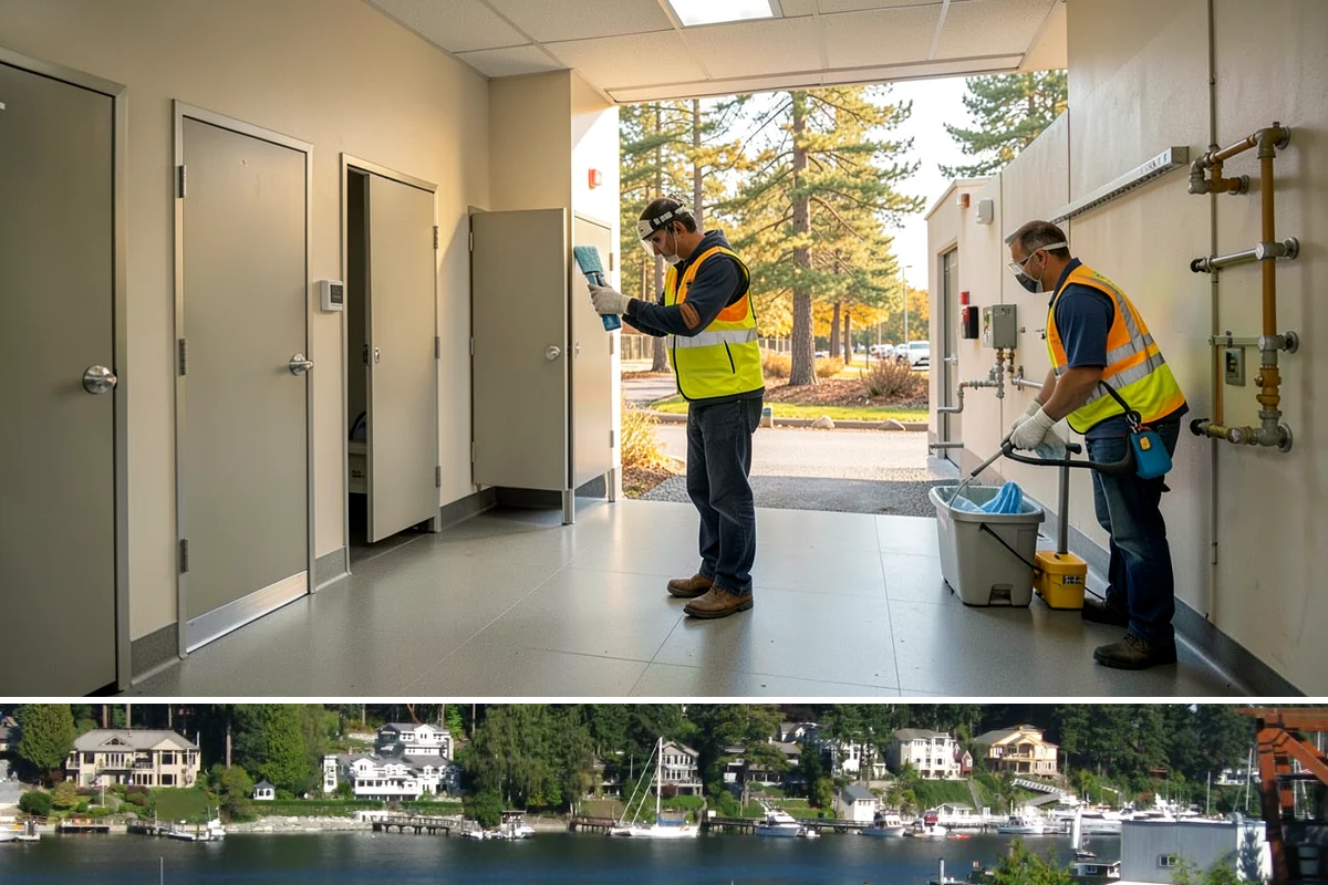 Building Washing in Gig Harbor, Pierce County, WA - Building washing is most effective in spring and summer when surfaces dry well and mildew growth peaks.