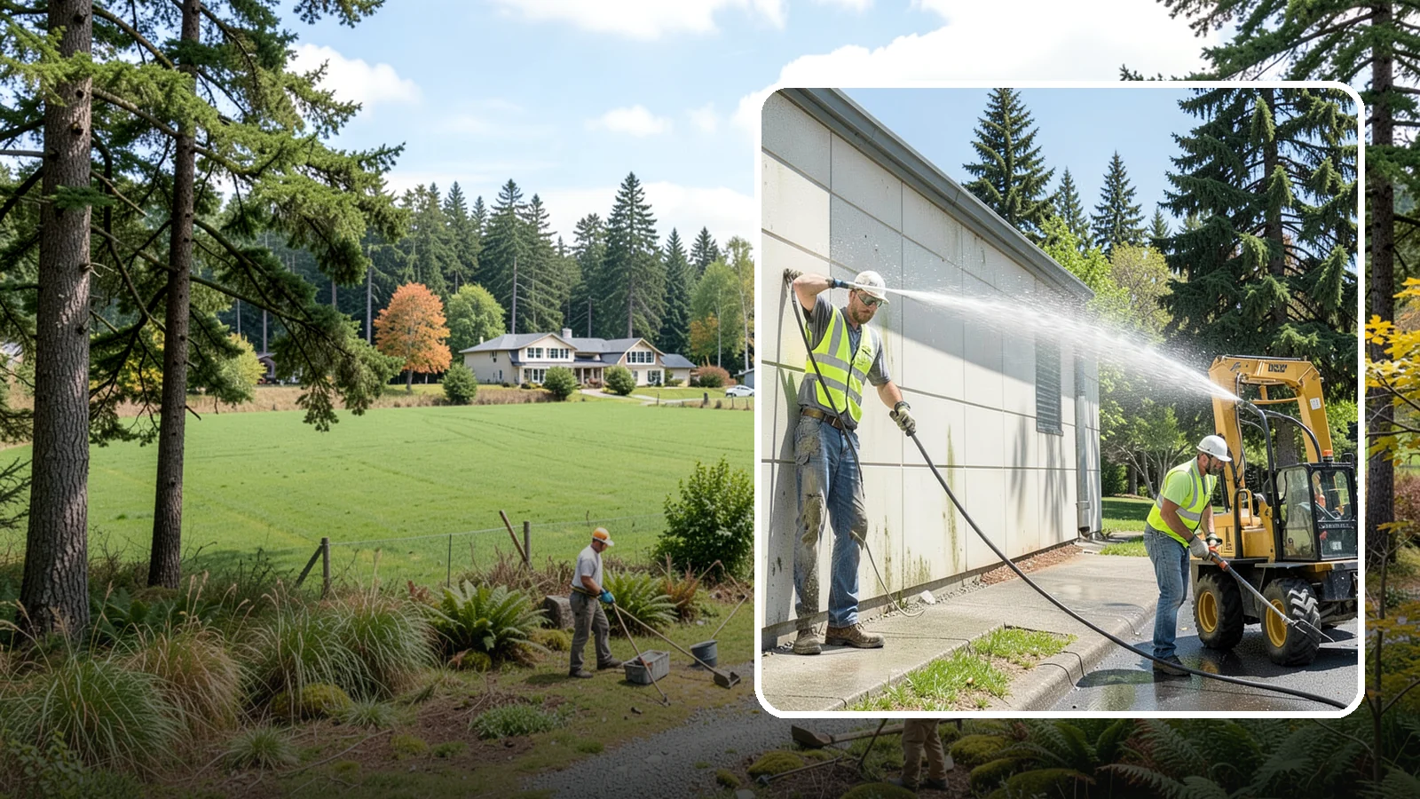 Building Washing in Lyman, Skagit County, WA - Exterior washing that removes mildew, algae, and grime from public building facades.