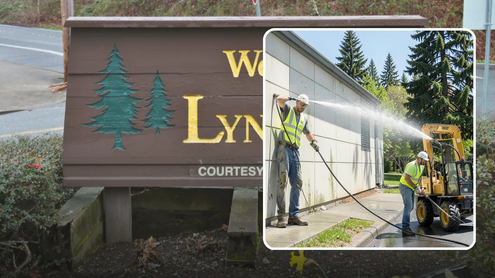 Building Washing in Lynnwood, Snohomish County, WA - Exterior washing that removes mildew, algae, and grime from public building facades.