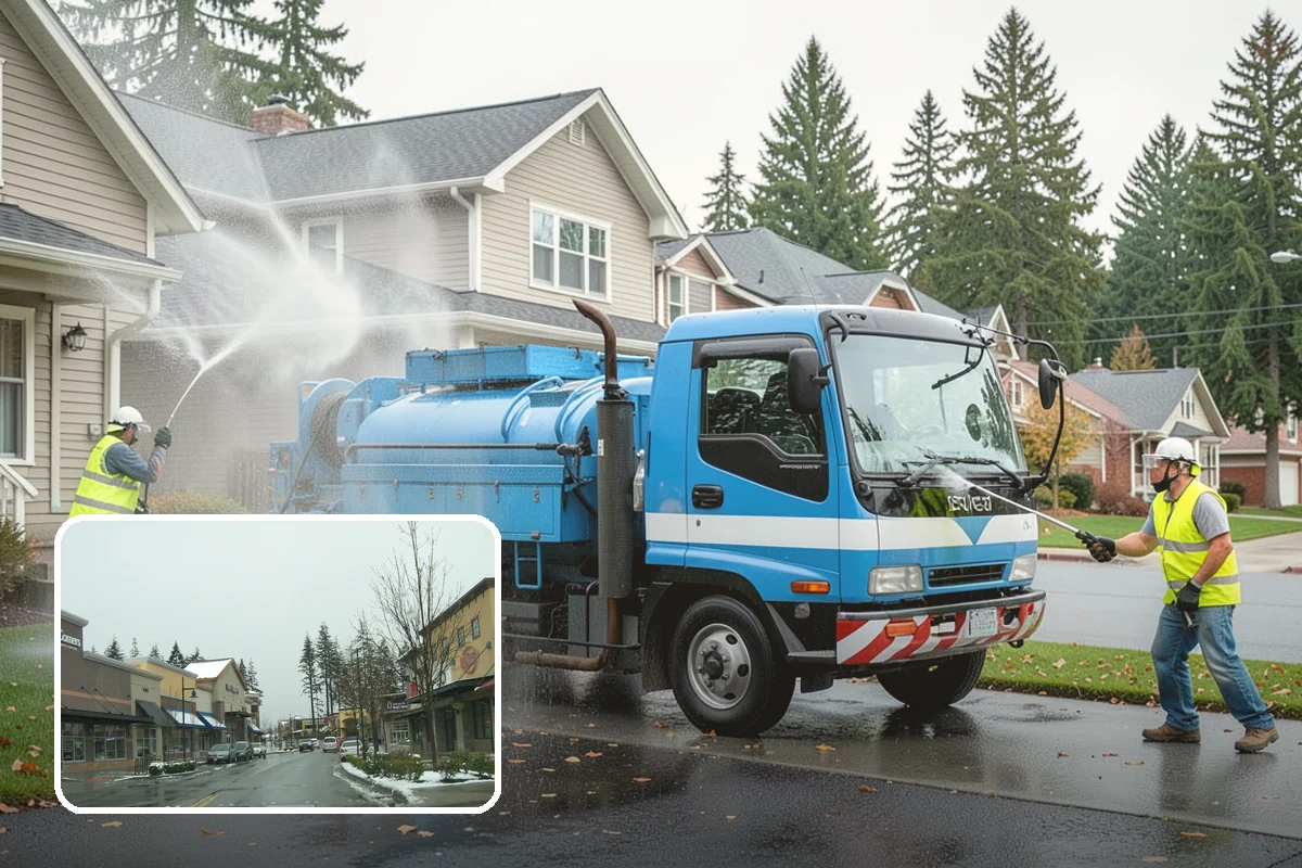 Building Washing in Mill Creek, Snohomish County, WA - Removes mildew, algae, and staining from facades