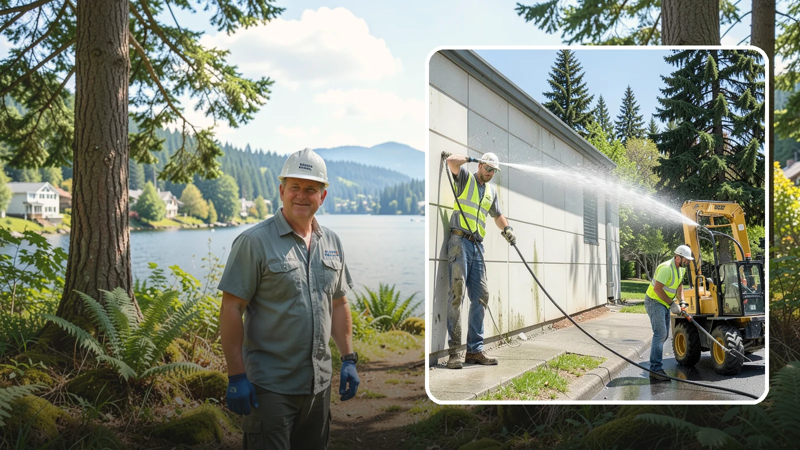 Building Washing in Milton, King County, WA - Exterior washing that removes mildew, algae, and grime from public building facades.