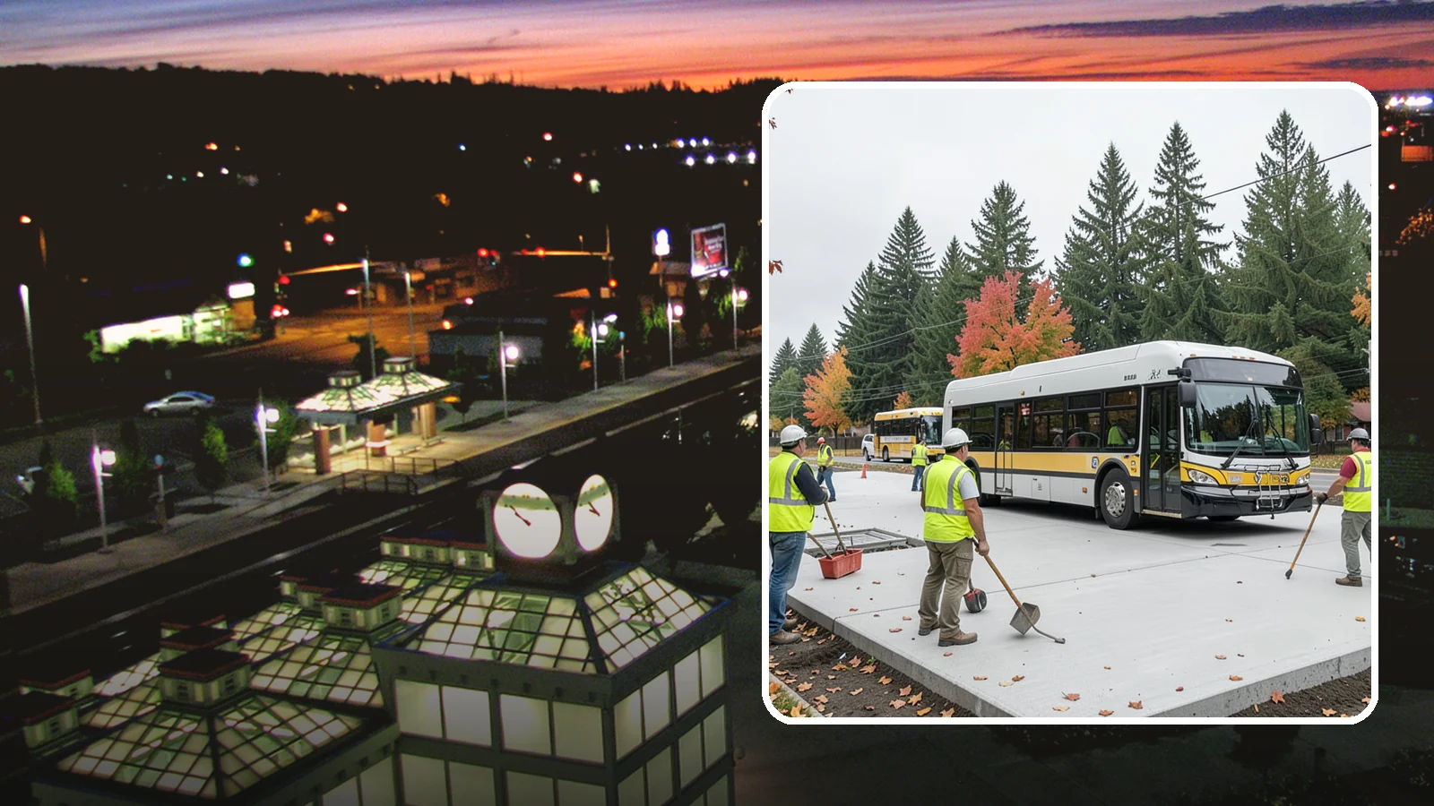 Bus Pad Construction in Auburn, King County, WA - Heavy-duty concrete bus pads that replace rutted asphalt at transit stops and layover zones.