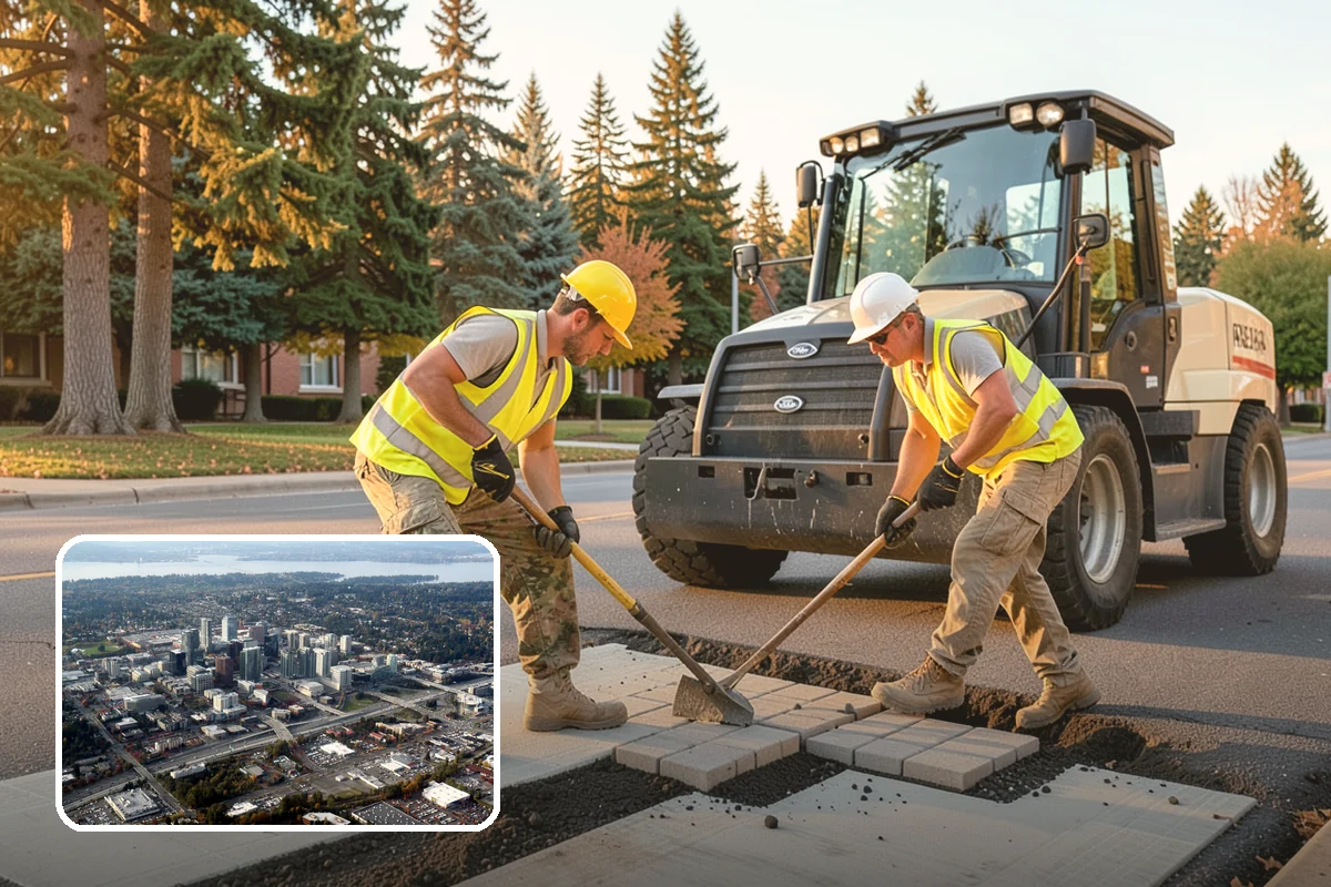 Bus Pad Construction in Bellevue, King County, WA - Withstands repeated bus axle and braking loads