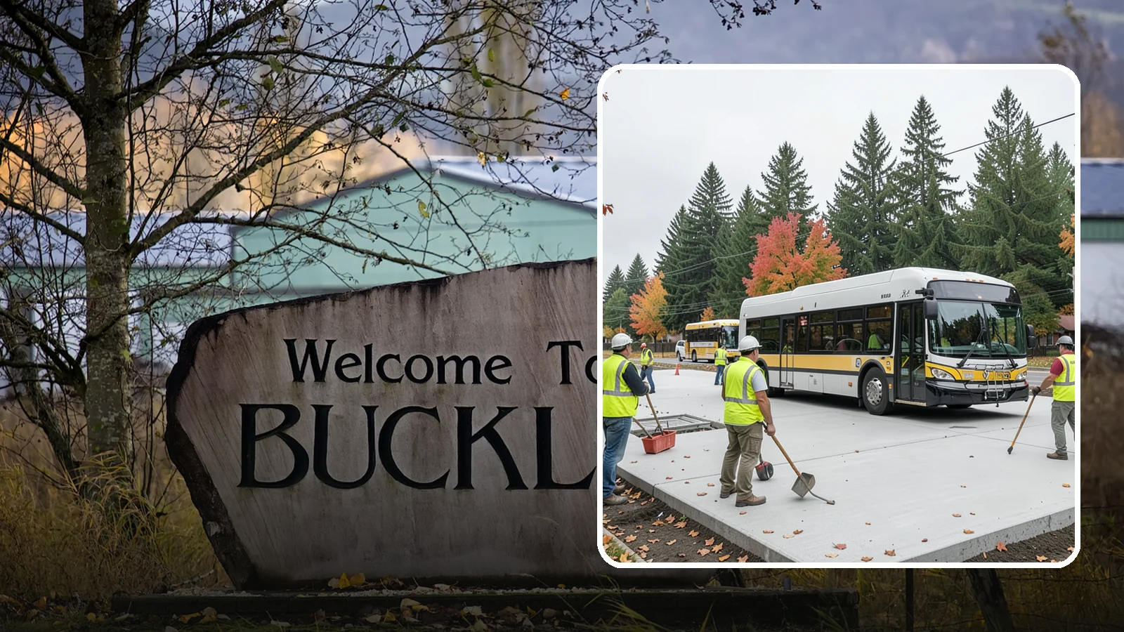 Bus Pad Construction in Buckley, Pierce County, WA - Heavy-duty concrete bus pads that replace rutted asphalt at transit stops and layover zones.