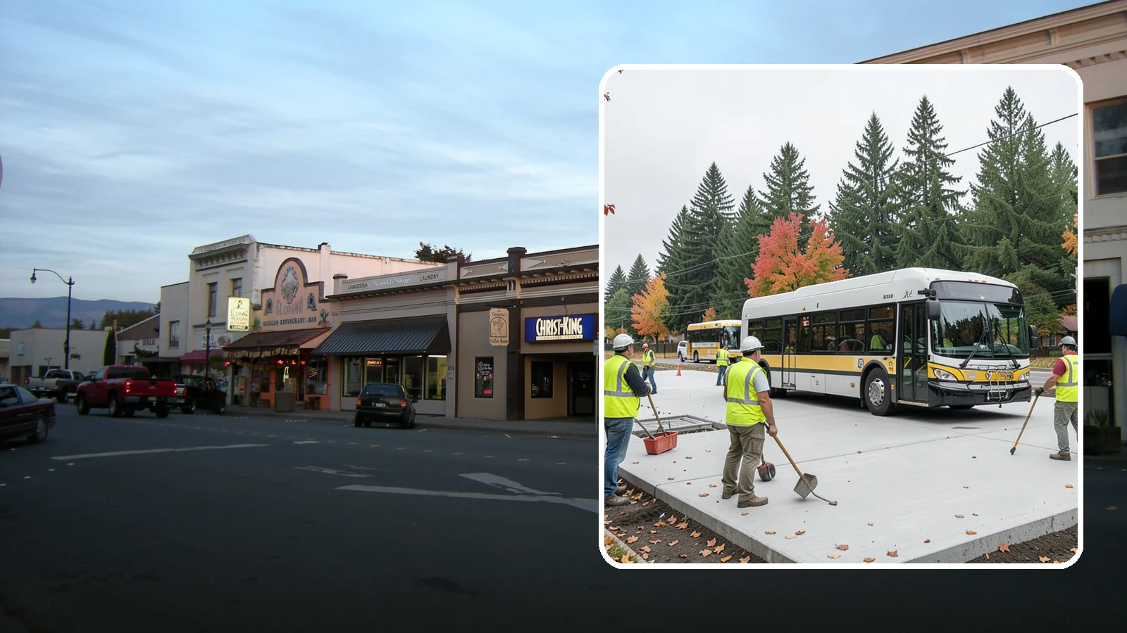Bus Pad Construction in Burlington, Skagit County, WA - Heavy-duty concrete bus pads that replace rutted asphalt at transit stops and layover zones.