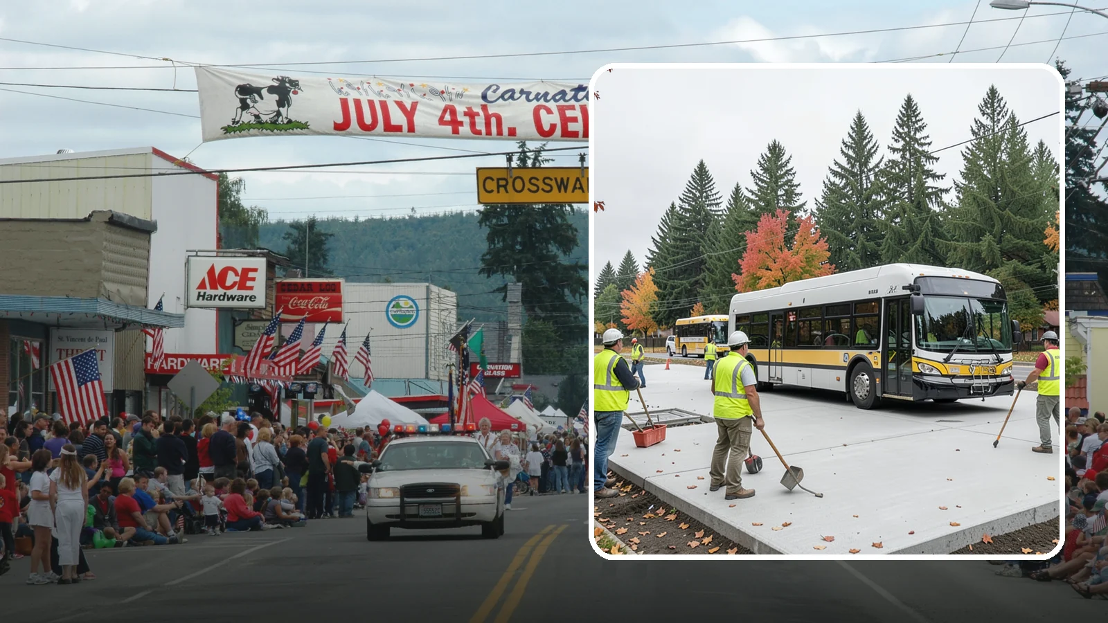 Bus Pad Construction in Carnation, King County, WA - Heavy-duty concrete bus pads that replace rutted asphalt at transit stops and layover zones.