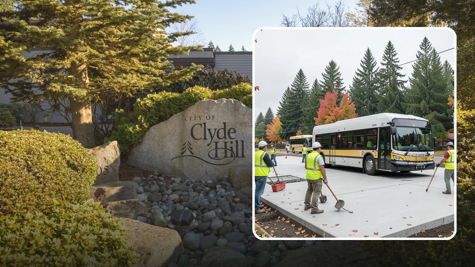Bus Pad Construction in Clyde Hill, King County, WA - Heavy-duty concrete bus pads that replace rutted asphalt at transit stops and layover zones.