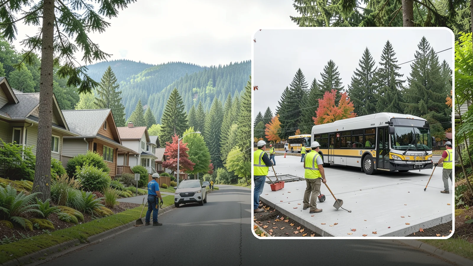 Bus Pad Construction in Darrington, Snohomish County, WA - Heavy-duty concrete bus pads that replace rutted asphalt at transit stops and layover zones.