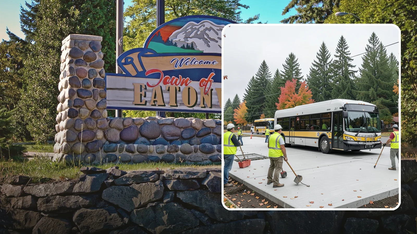 Bus Pad Construction in Eatonville, Pierce County, WA - Heavy-duty concrete bus pads that replace rutted asphalt at transit stops and layover zones.