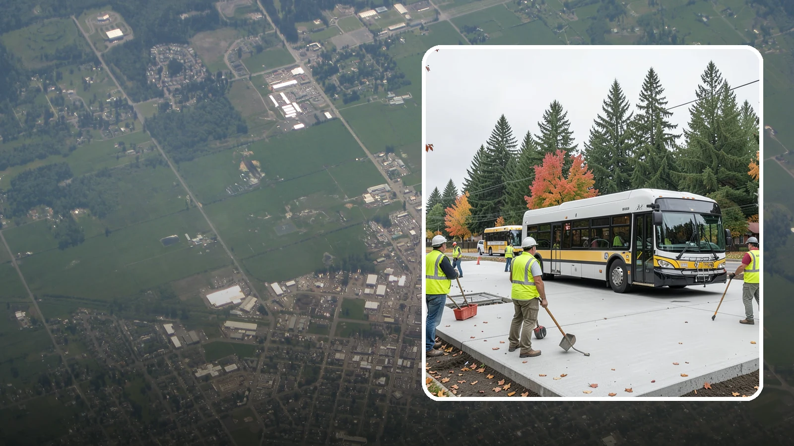 Bus Pad Construction in Enumclaw, King County, WA - Heavy-duty concrete bus pads that replace rutted asphalt at transit stops and layover zones.