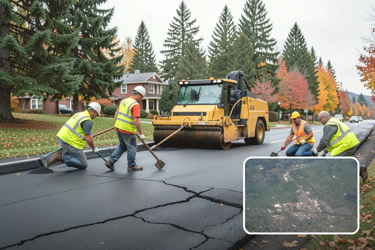 Bus Pad Construction in Enumclaw, King County, WA - Withstands repeated bus axle and braking loads