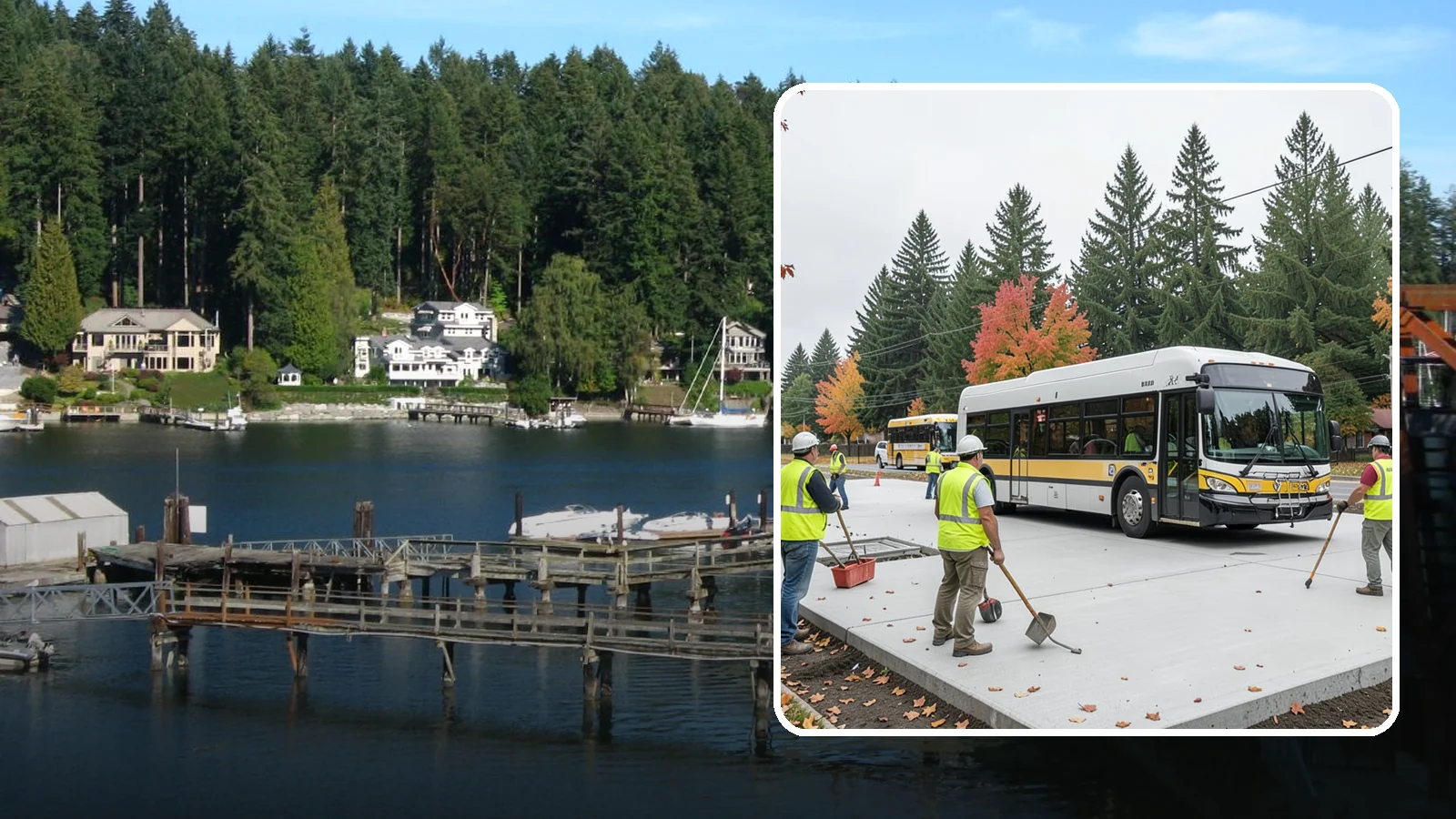 Bus Pad Construction in Gig Harbor, Pierce County, WA - Heavy-duty concrete bus pads that replace rutted asphalt at transit stops and layover zones.