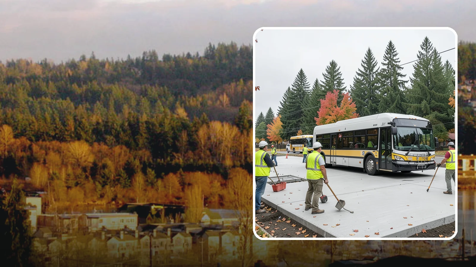 Bus Pad Construction in Kenmore, King County, WA - Heavy-duty concrete bus pads that replace rutted asphalt at transit stops and layover zones.