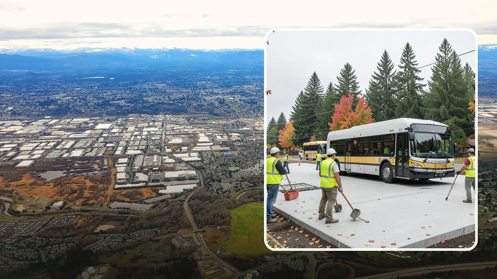 Bus Pad Construction in Kent, King County, WA - Heavy-duty concrete bus pads that replace rutted asphalt at transit stops and layover zones.