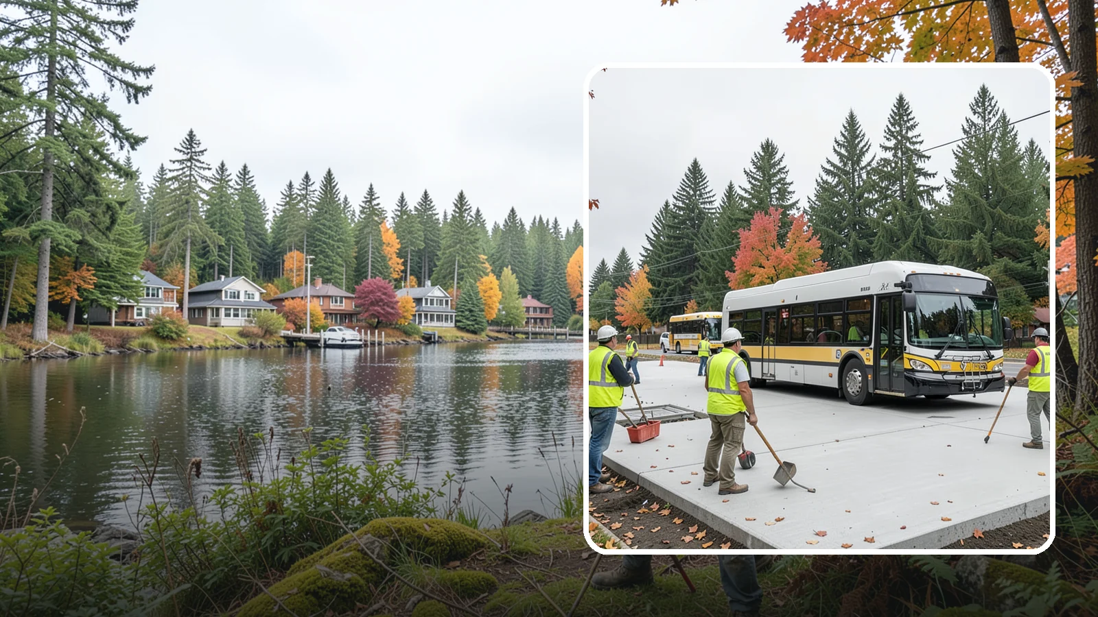 Bus Pad Construction in La Conner, Skagit County, WA - Heavy-duty concrete bus pads that replace rutted asphalt at transit stops and layover zones.