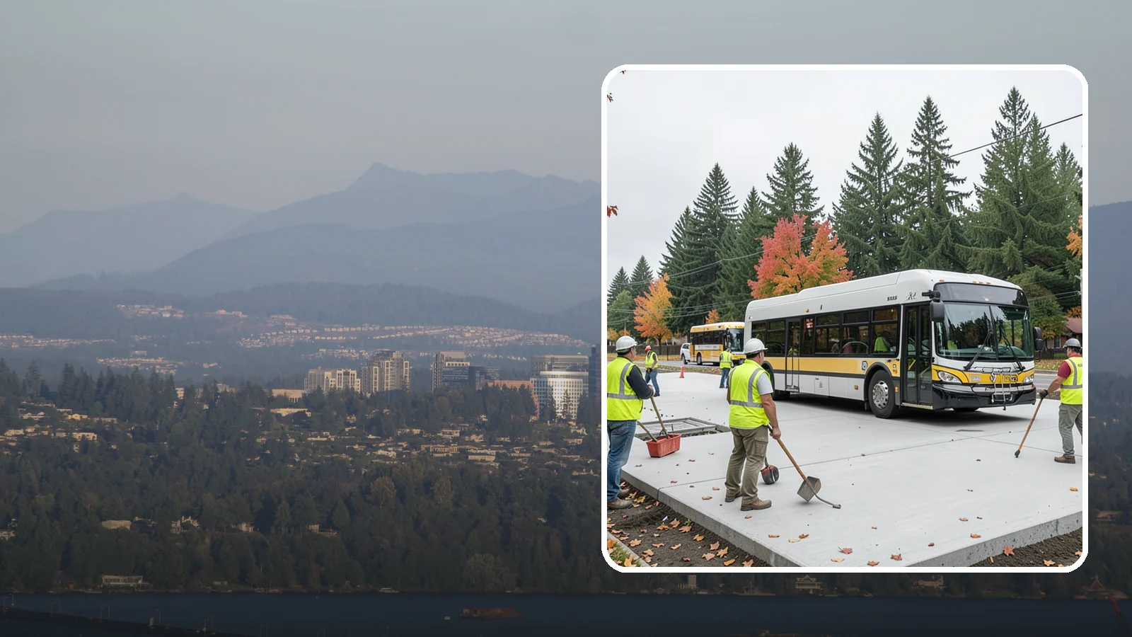Bus Pad Construction in Medina, King County, WA - Heavy-duty concrete bus pads that replace rutted asphalt at transit stops and layover zones.