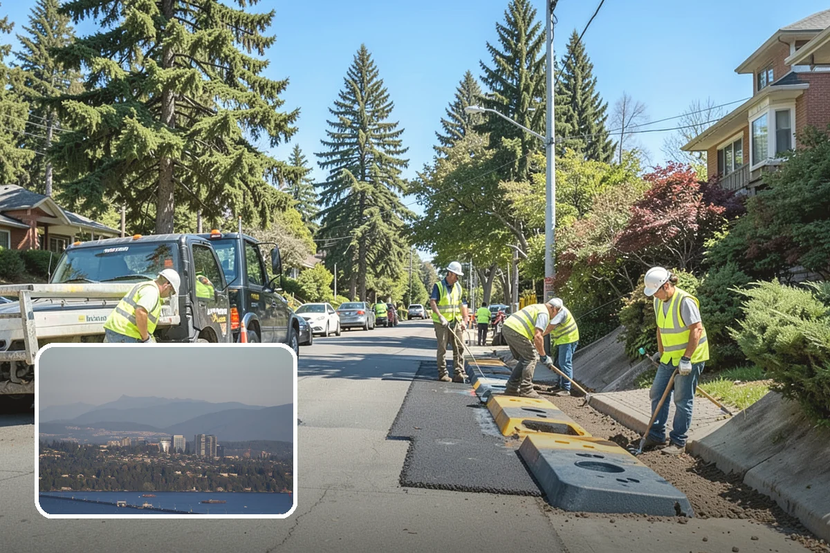 Bus Pad Construction in Medina, King County, WA - Withstands repeated bus axle and braking loads