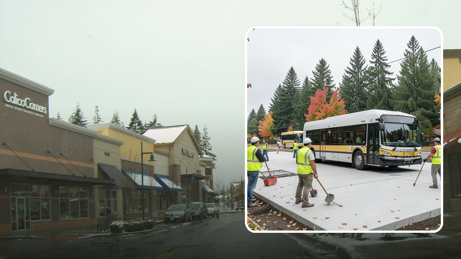 Bus Pad Construction in Mill Creek, Snohomish County, WA - Heavy-duty concrete bus pads that replace rutted asphalt at transit stops and layover zones.