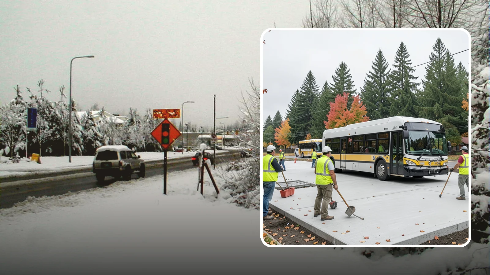 Bus Pad Construction in Newcastle, King County, WA - Heavy-duty concrete bus pads that replace rutted asphalt at transit stops and layover zones.