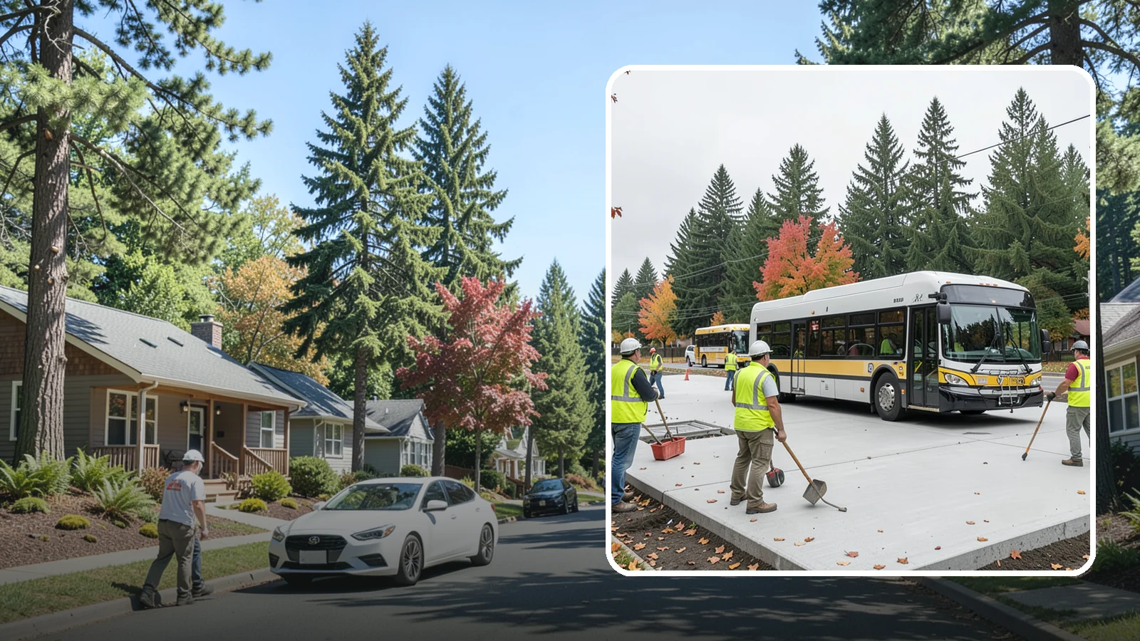Bus Pad Construction in Orting, Pierce County, WA - Heavy-duty concrete bus pads that replace rutted asphalt at transit stops and layover zones.