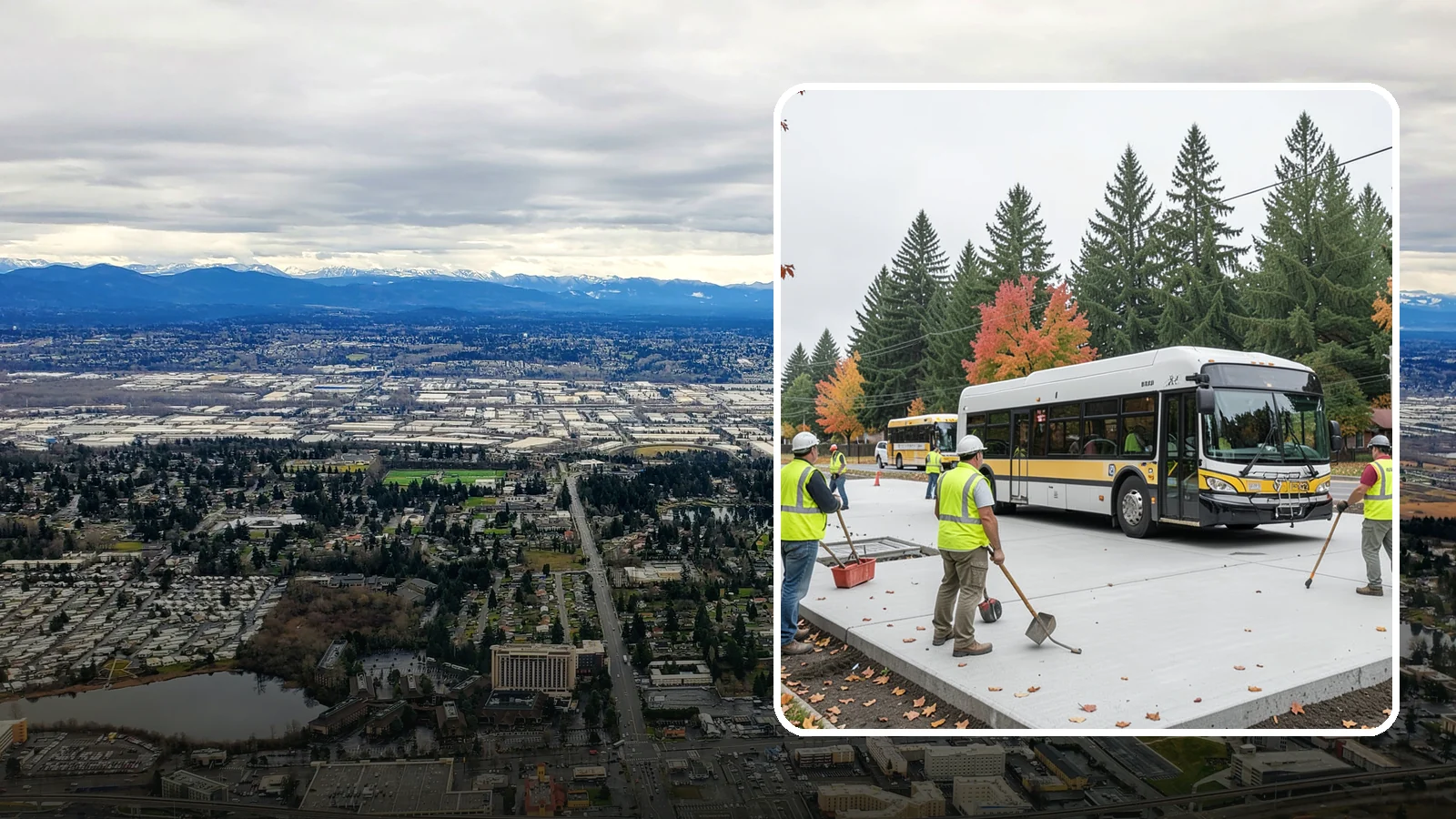 Bus Pad Construction in SeaTac, King County, WA - Heavy-duty concrete bus pads that replace rutted asphalt at transit stops and layover zones.
