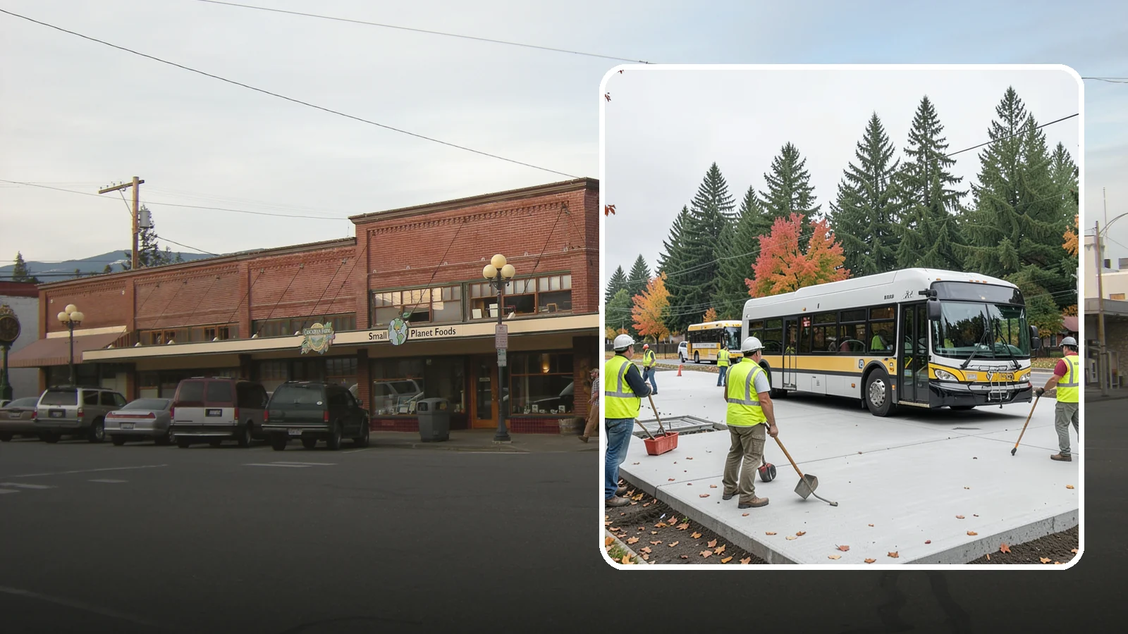 Bus Pad Construction in Sedro-Woolley, Skagit County, WA - Heavy-duty concrete bus pads that replace rutted asphalt at transit stops and layover zones.